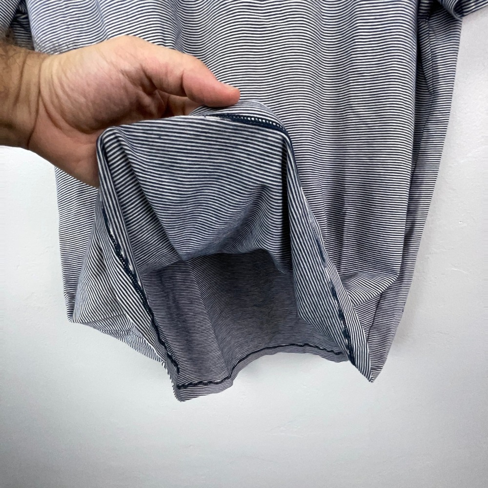 Lululemon T-Shirt Men XL Black White Striped Short Sleeve Ringer Crew Gray Yoga - Picture 5 of 8